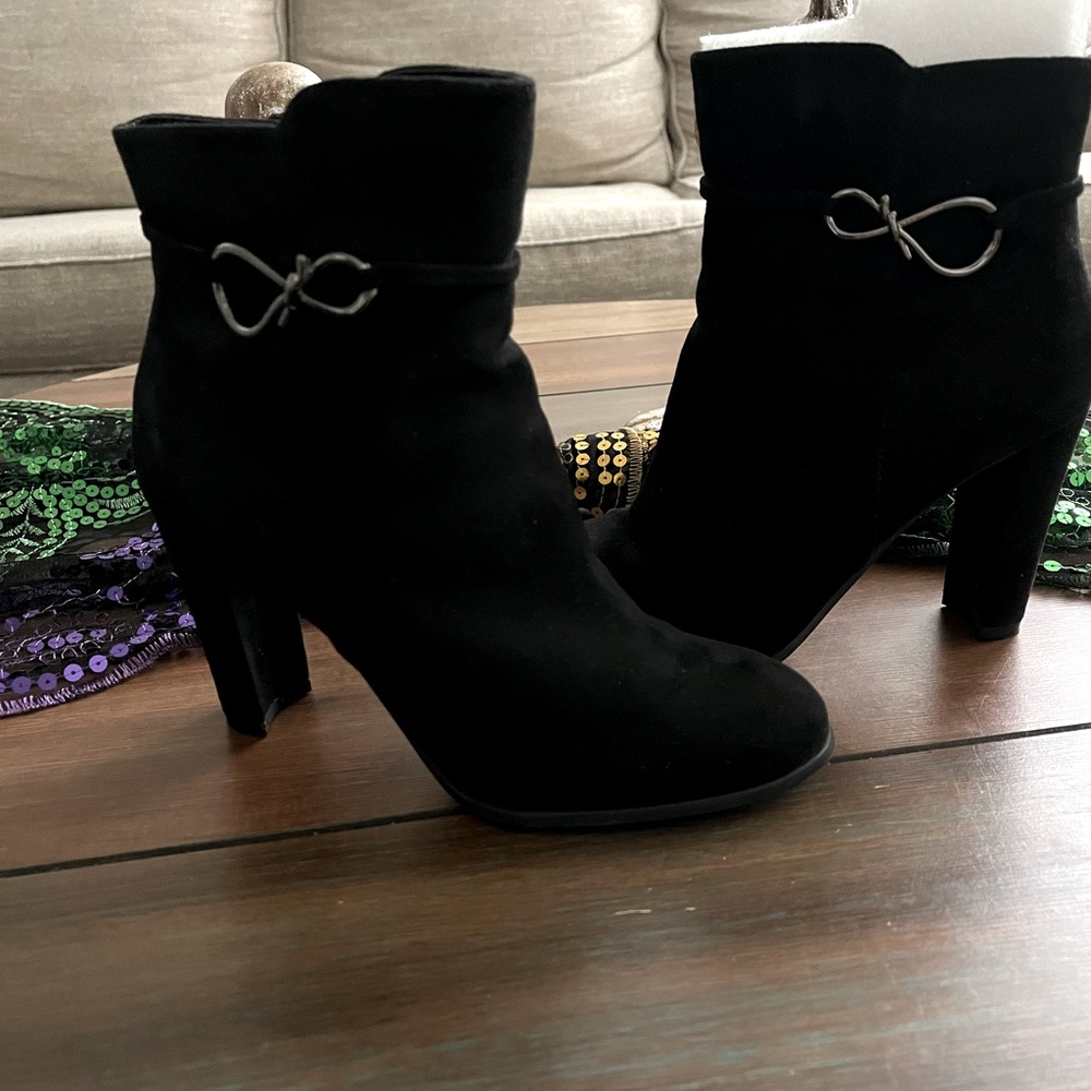 Black suede booties